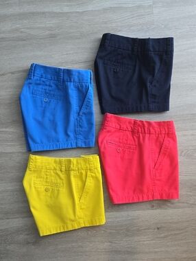 J. Crew Women's Chino Shorts - Dark Navy, Royal Blue, Red, Yellow, Size 00
